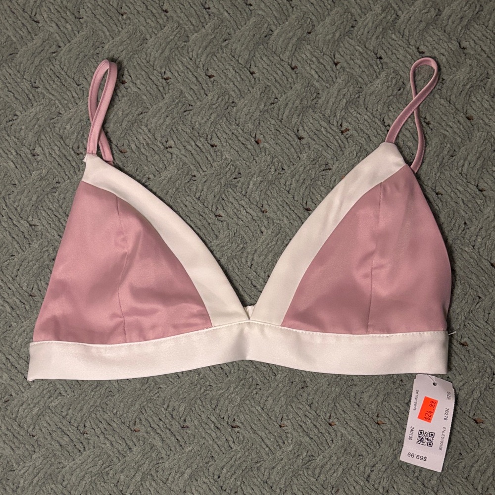 Pink and White Triangle Bralette Top